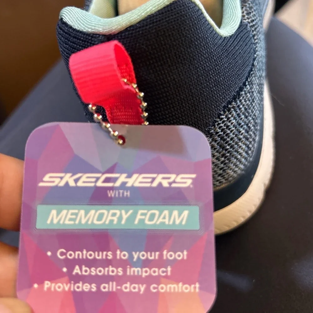 Skechers Summits Navy Multi Vegan Memory Foam Sneakers 149213‎ Women's 9.5 New